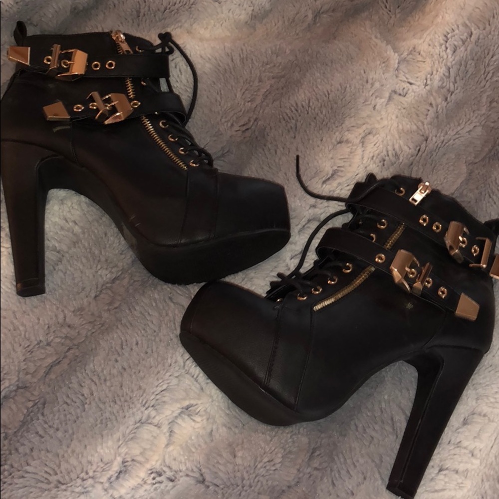 Black and gold booties